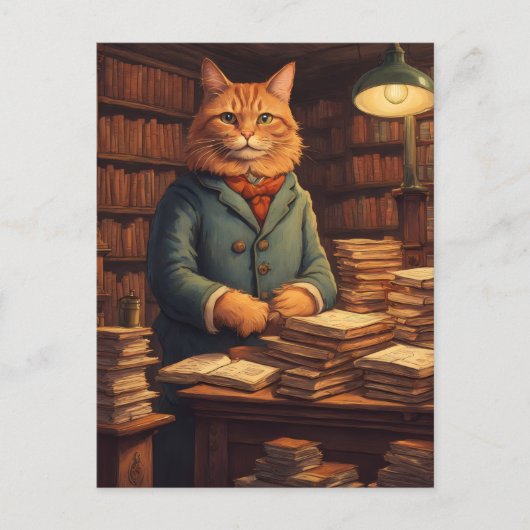 Bücherkatze #10 Postkarte (Vorderseite)