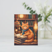 Bücherkatze #13 Postkarte (Stehend Vorderseite)