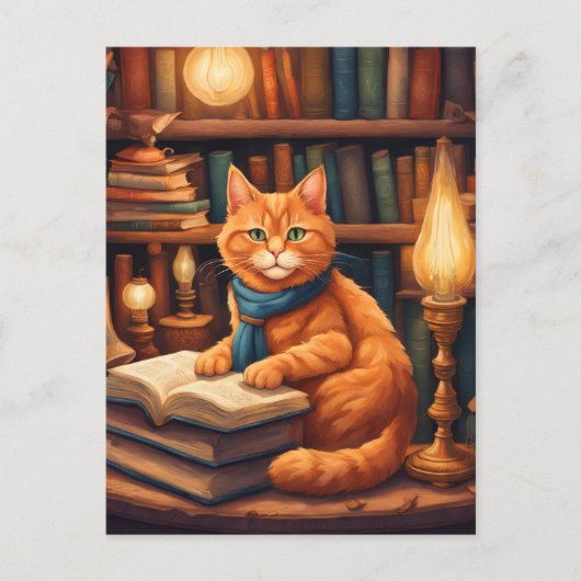 Bücherkatze #13 Postkarte (Vorderseite)