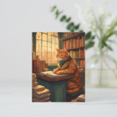 Bücherkatze #14 Postkarte (Stehend Vorderseite)