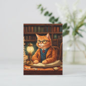 Bücherkatze #15 Postkarte (Stehend Vorderseite)