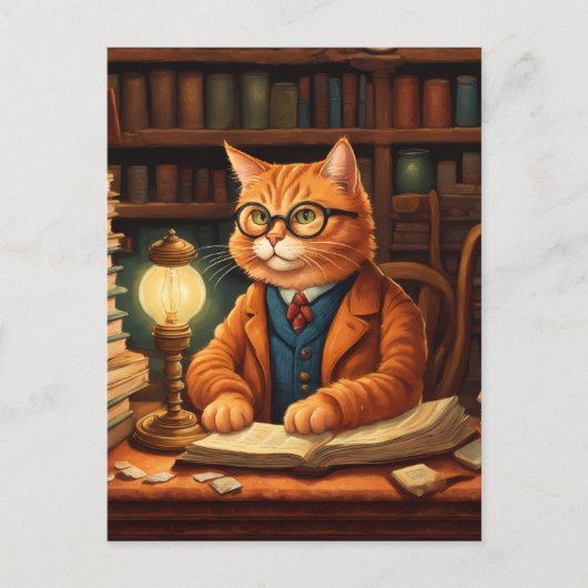 Bücherkatze #15 Postkarte (Vorderseite)