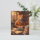 Bücherkatze #16 Postkarte (Stehend Vorderseite)