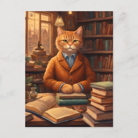 Bücherkatze #16 Postkarte (Vorderseite)