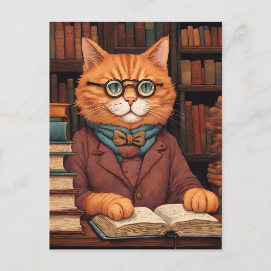 Bücherkatze #19 Postkarte (Vorderseite)