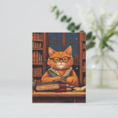 Bücherkatze #21 Postkarte (Stehend Vorderseite)