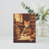 Bücherkatze #2 Postkarte (Stehend Vorderseite)