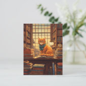 Bücherkatze #4 Postkarte (Stehend Vorderseite)