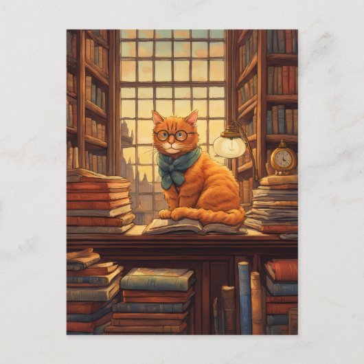 Bücherkatze #4 Postkarte (Vorderseite)