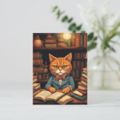 Bücherkatze #5 Postkarte (Stehend Vorderseite)