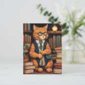Bücherkatze #6 Postkarte (Stehend Vorderseite)