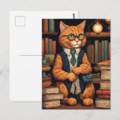 Bücherkatze #6 Postkarte (Vorne/Hinten)