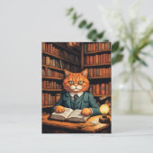 Bücherkatze #7 Postkarte (Stehend Vorderseite)