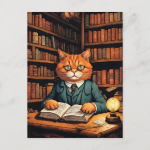 Bücherkatze #7 Postkarte