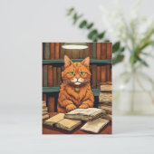 Bücherkatze #8 Postkarte (Stehend Vorderseite)