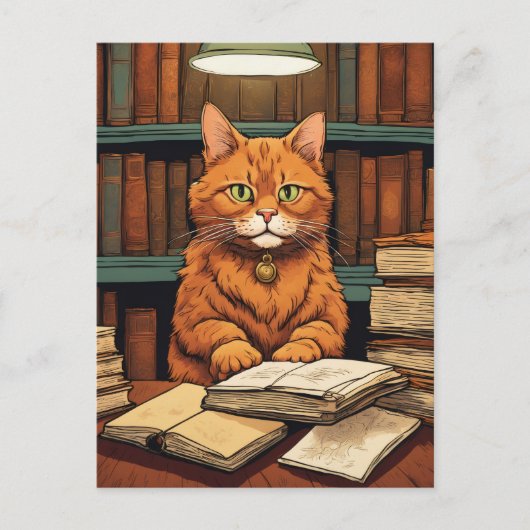 Bücherkatze #8 Postkarte (Vorderseite)