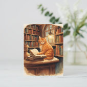 Bücherkatze Postkarte (Stehend Vorderseite)