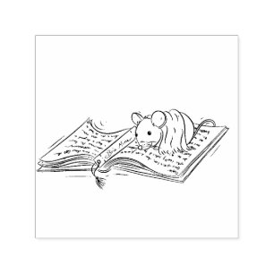 Bücherliebende Maus Permastempel