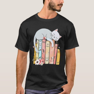 Bücherliebhaber Bibliothek Schlafende Katze Entspa T-Shirt