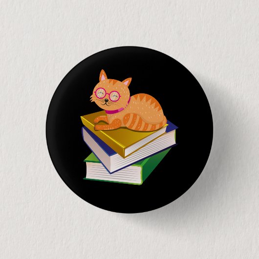 Bücherliebhaber - Bücher und Katze Button (Vorderseite)