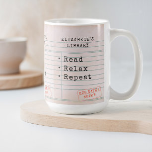 Bücherliebhaber Bücherwurm Vintage Bibliothekskart Kaffeetasse
