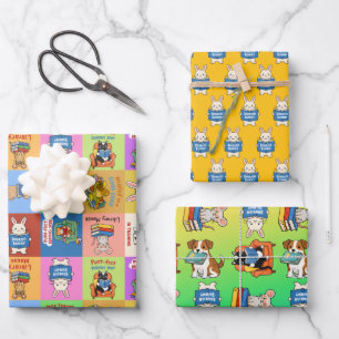 Bücherliebhaber buchliebende Tiere Geschenkverpack Geschenkpapier Set