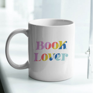 Bücherliebhaber farbenfrohe retro typografie trend kaffeetasse