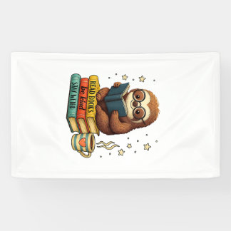 Bücherliebhaber Faultier liest buchreiche Biblioth Banner
