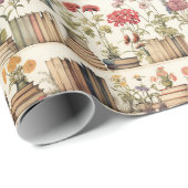 Bücherliebhaber, floral und botanisch, virtuelle B Geschenkpapier (Rolleneckpunkt)