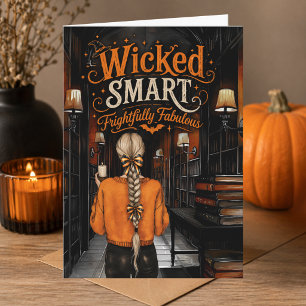 Bücherliebhaber Halloween Böse Intelligent Frohes Karte