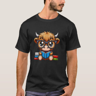 Bücherliebhaber liest Highland-Rind T-Shirt