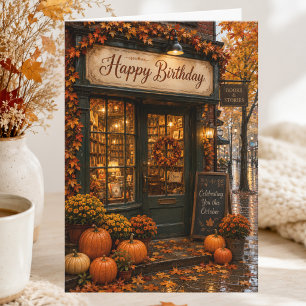 Bücherliebhaber Oktober Herbst Geburtstag Karte