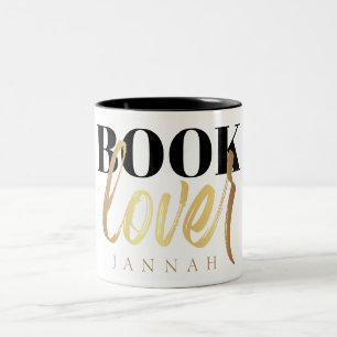 Bücherliebhaber Schwarz Gold Schrift Bücher Nerd N Zweifarbige Tasse
