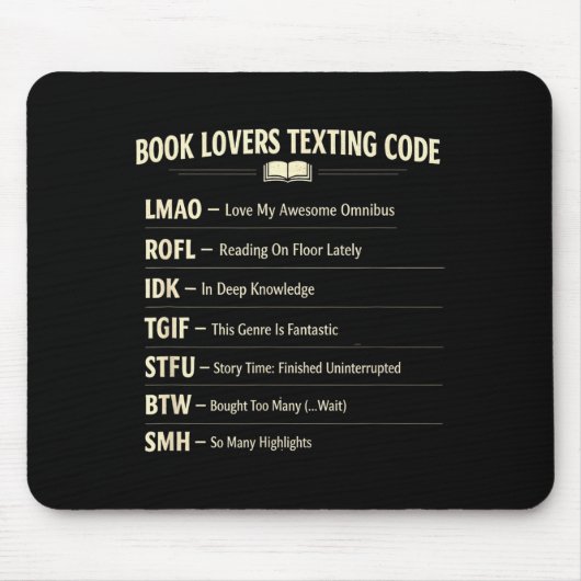 Bücherliebhaber simsen Code lesen Mousepad (Vorne)