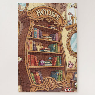 Bücherliebhaber Süße Cartoon Bücherregal mit Kreat Puzzle
