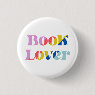Bücherliebhaber süße Regenbogen Retro-Typografie f Button