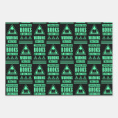 Bücherliebhaber Warnschild Sammlung 2 Geschenkpapier Set (Vorderseite 3)