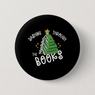 Bücherliebhaber-Weihnachtsbaum Feiertagslesung Button