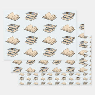 Büchermuster Geschenkpapier Set