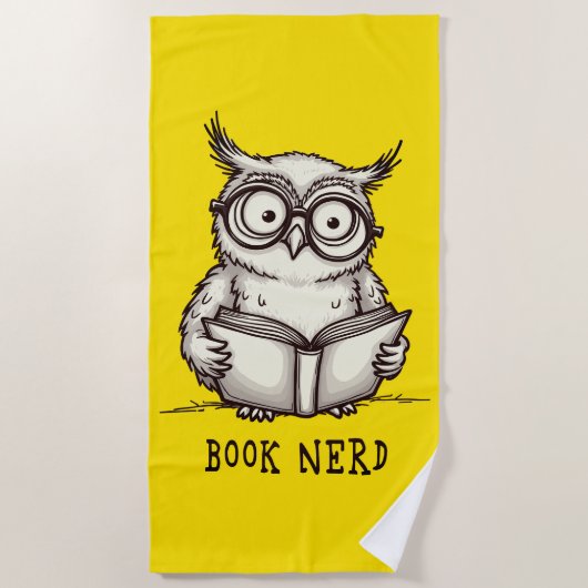 Büchernerd-Eule Strandtuch (Vorderseite)
