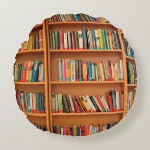 Bücherregal Bücher Bibliothek Bücherwurm Lesen Rundes Kissen