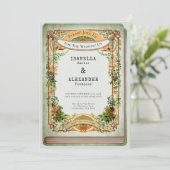 Bücherregal Grüne Verzauberungsbibliothek Storyboo Einladung (Stehend Vorderseite)