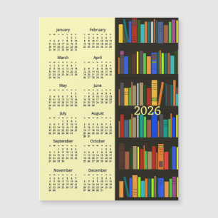 Bücherregale 2026 Kalender Magnetkarte