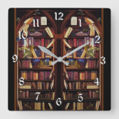 Bücherregale für Bücher Quadratische Wanduhr (Vorderseite)