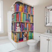 Bücherregale für farbenfrohe Buchwürmer Duschvorhang (Beispiel)