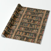Bücherregale mit blühenden Reben Geschenkpapier (Ungerollt)