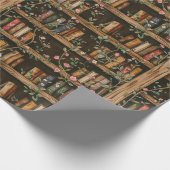 Bücherregale mit blühenden Reben Geschenkpapier (Ecke)