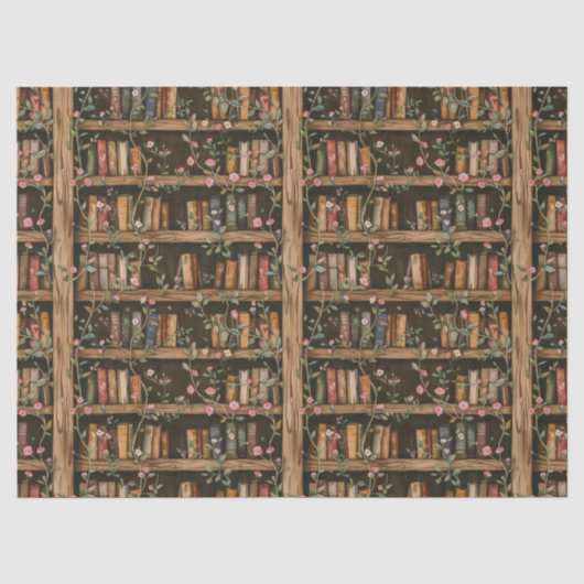 Bücherregale mit blühenden Reben Seidenpapier (Vorderseite)