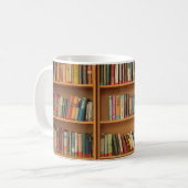 Bücherregalhintergrund Kaffeetasse (Vorderseite Links)