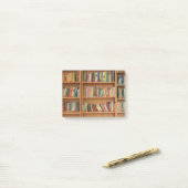 Bücherregalhintergrund Post-it Klebezettel (Auf Schreibtisch)